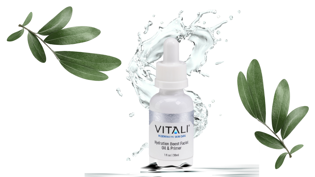 bottle of organic vegan squalane oil with splash of oil